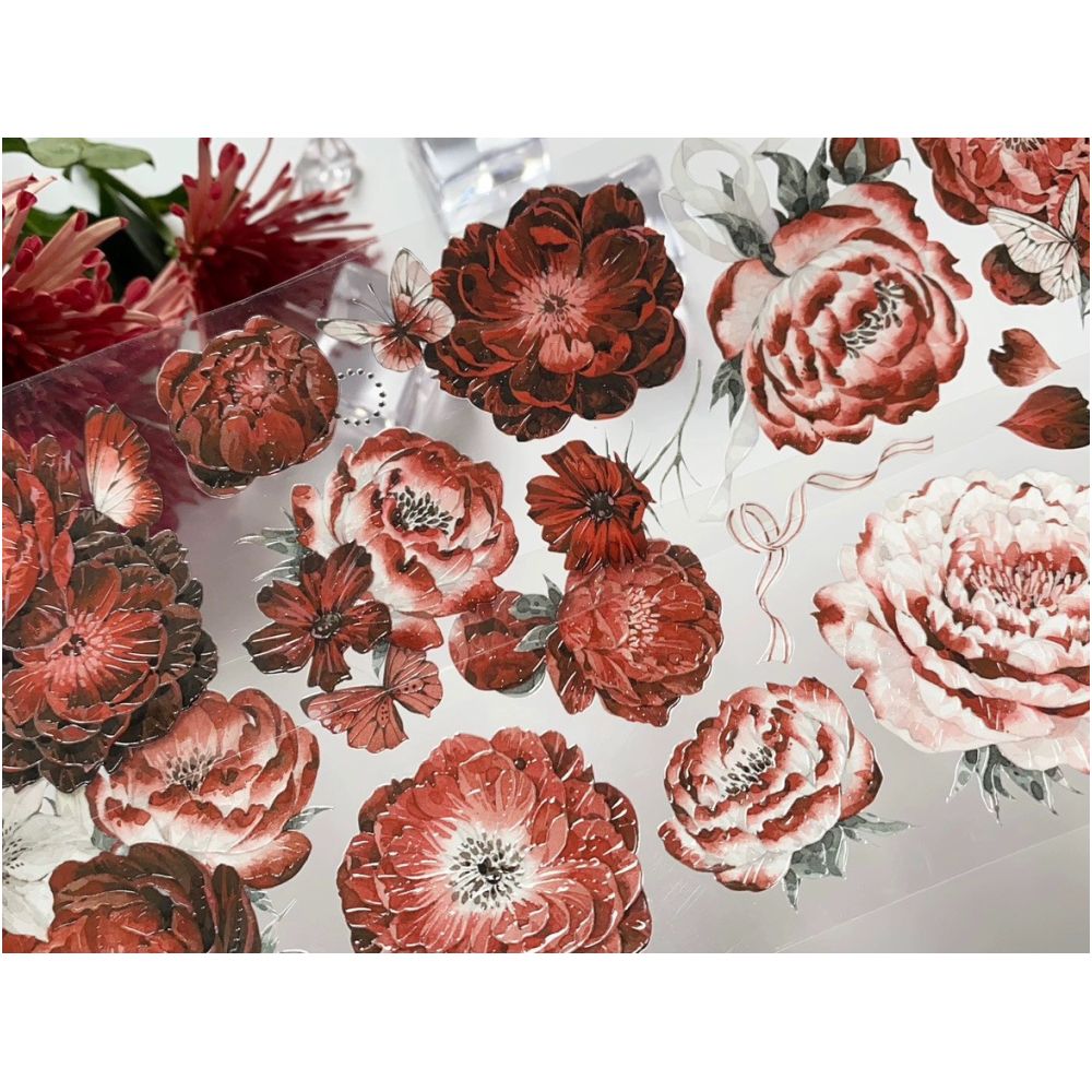 Red flower PET Tape 6cm x 1m image 1