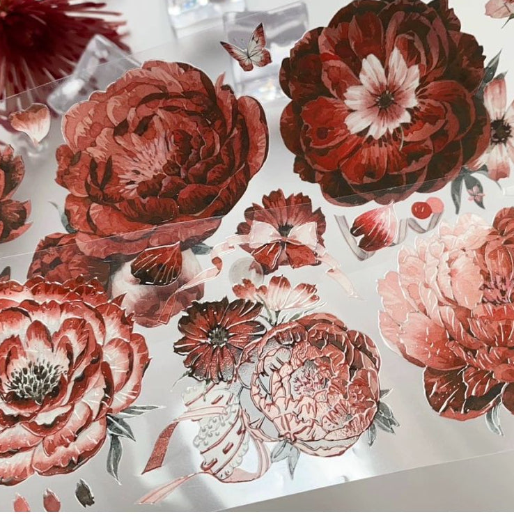 Red flower PET Tape 6cm x 1m image 2