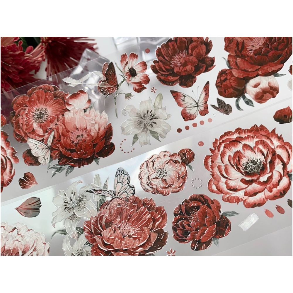 Red flower PET Tape 6cm x 1m image 3
