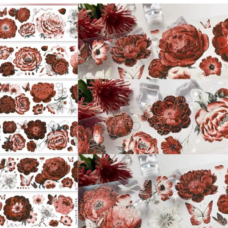 Red flower PET Tape 6cm x 1m
