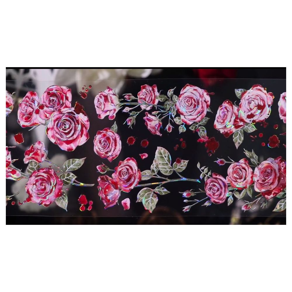 Blood red rose PET Tape 6cm x 1m image 0