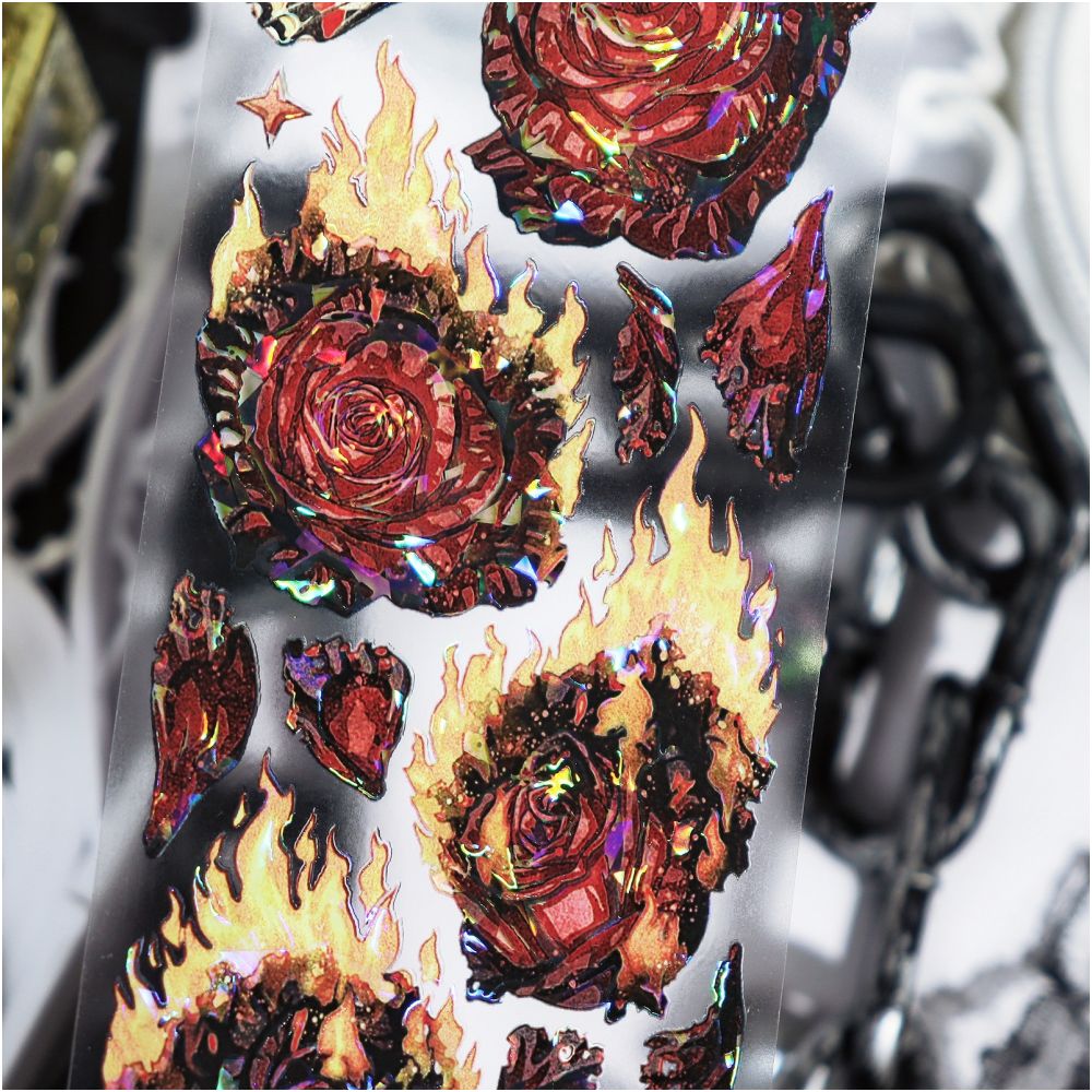 Red Rose Background PET Tape 6cm x 1m image 0