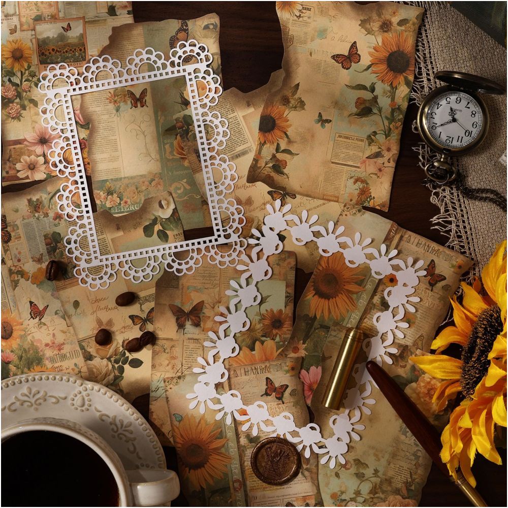 Vintage Lace Burnt Series material Paper 24 sheets 6 designs image 2