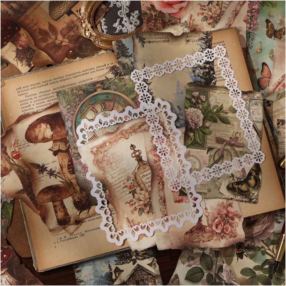Vintage Lace Burnt Series material Paper 24 sheets 6 designs image 3