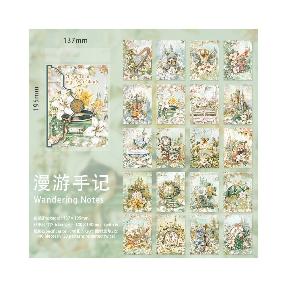 Wonderland Vintage Series Paper 40 Sheets 6 Designs