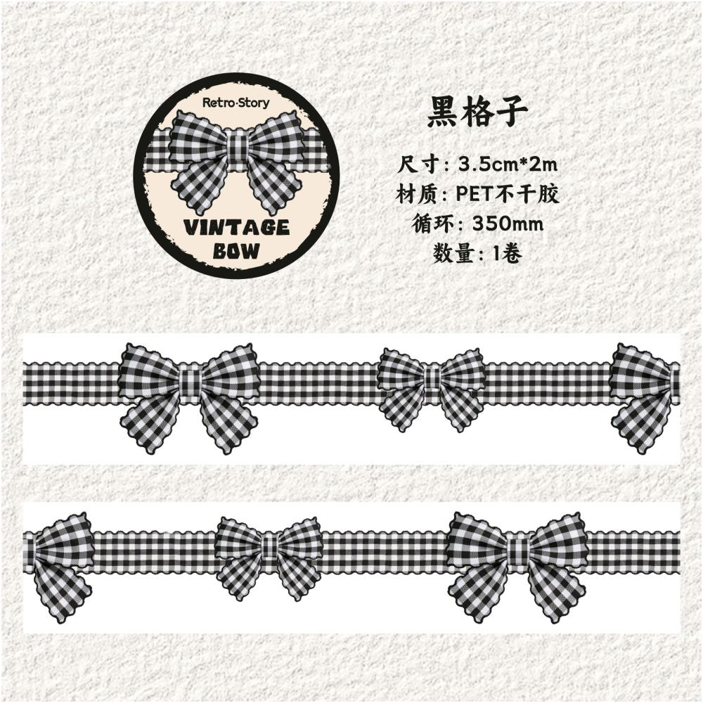 Vintage Bow Series PET Tape 3 5cm x 2m 6 Designs