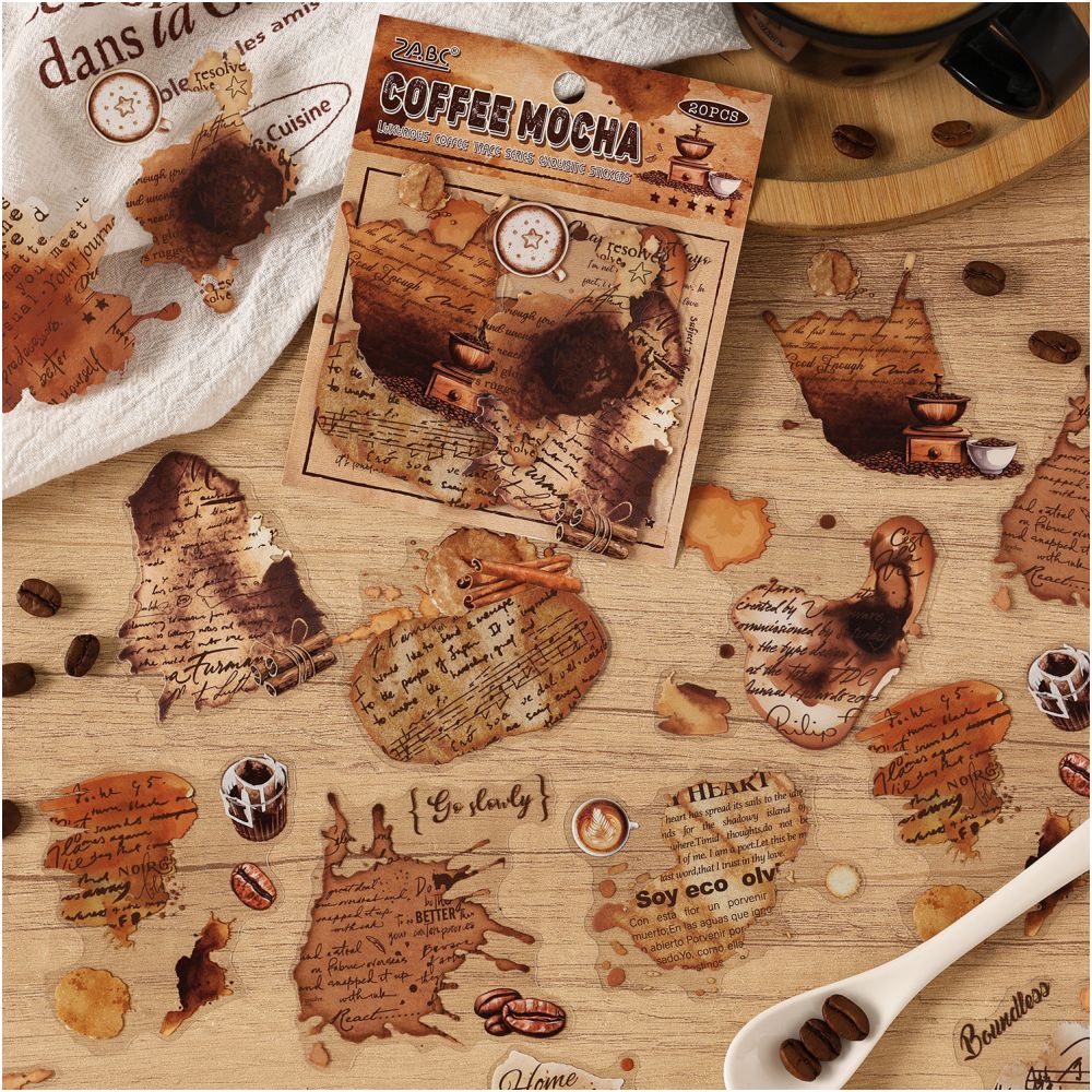Coffee Aroma Series PET Stickers 20 Sheets 6 Designs image 2
