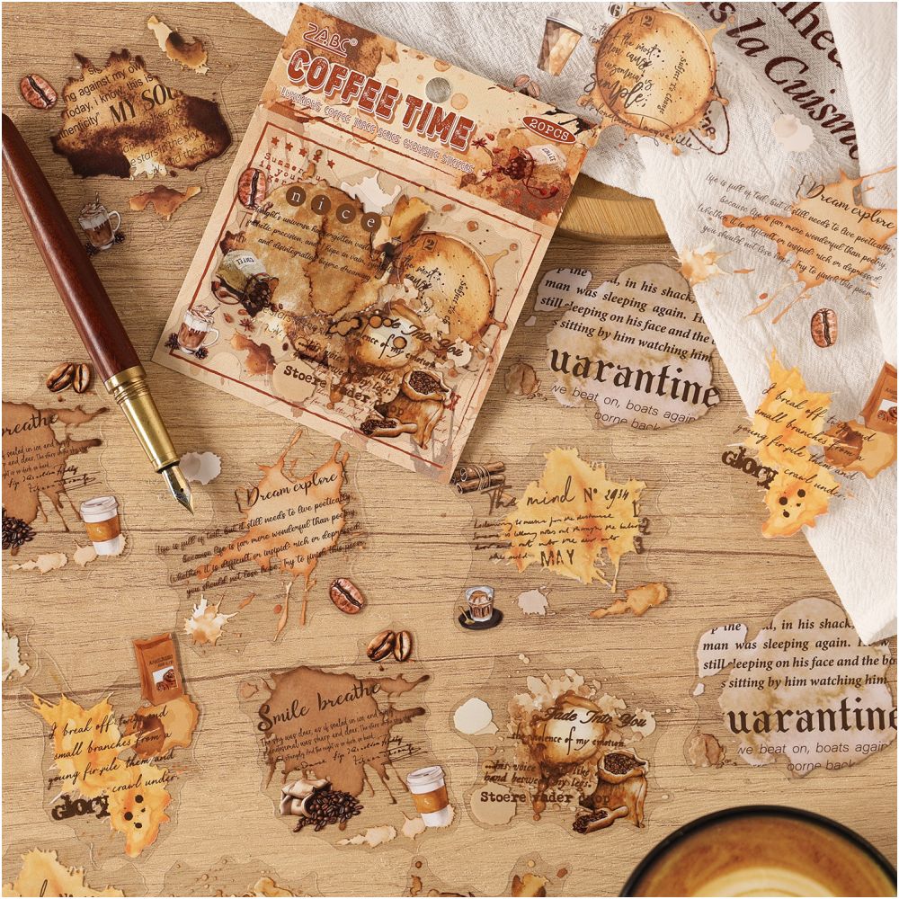 Coffee Aroma Series PET Stickers 20 Sheets 6 Designs image 3