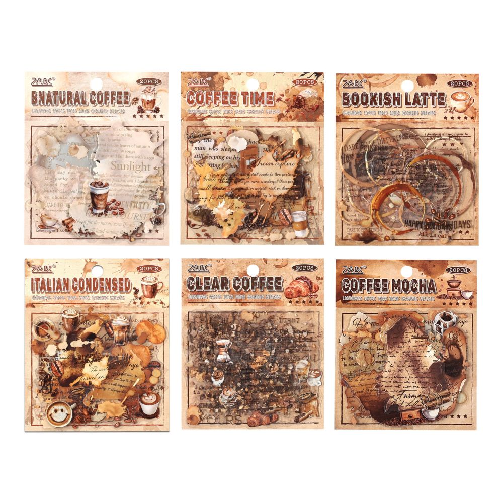 Coffee Aroma Series PET Stickers 20 Sheets 6 Designs image 4