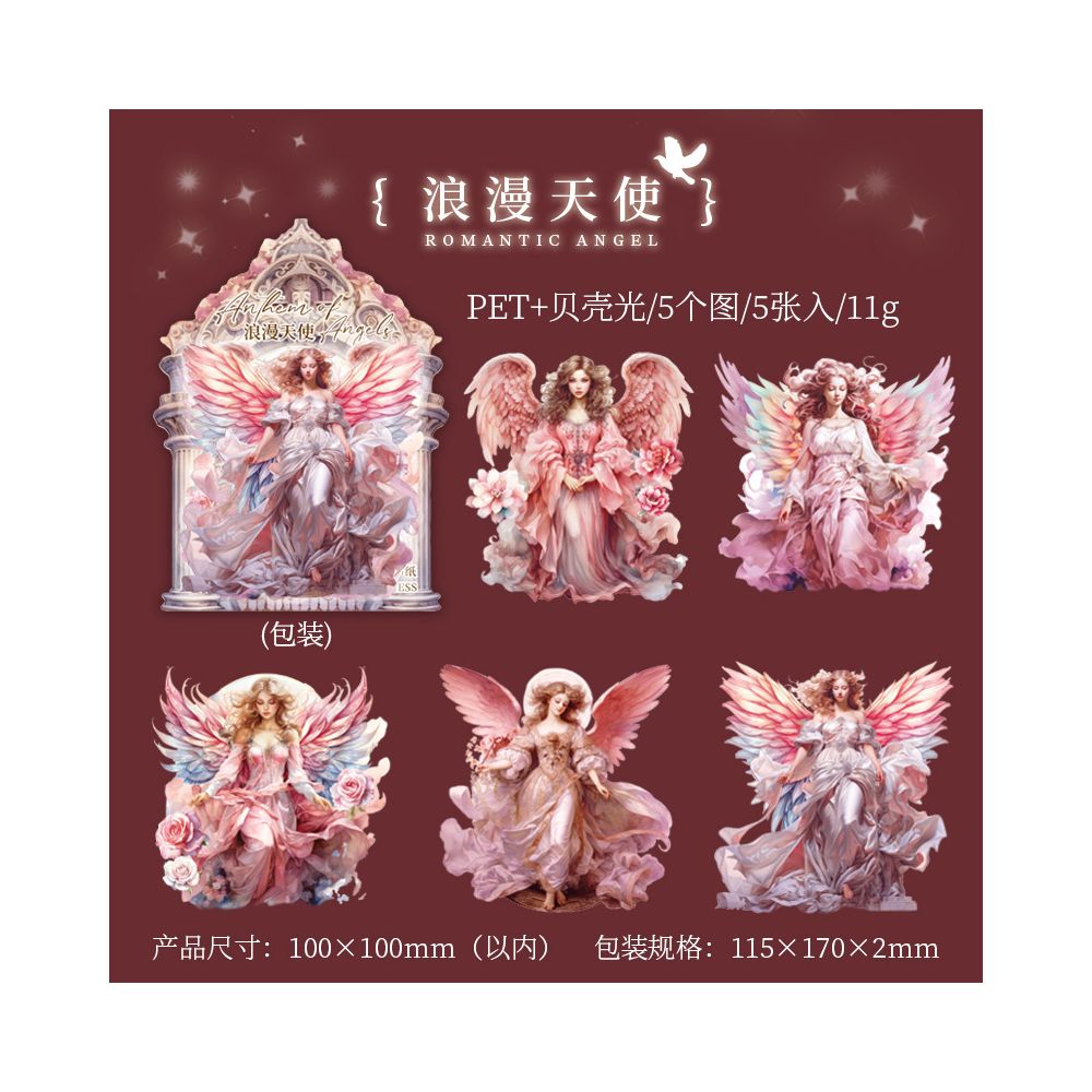 Angels Series Character PET Stickers 6 Styles 5 Pcs