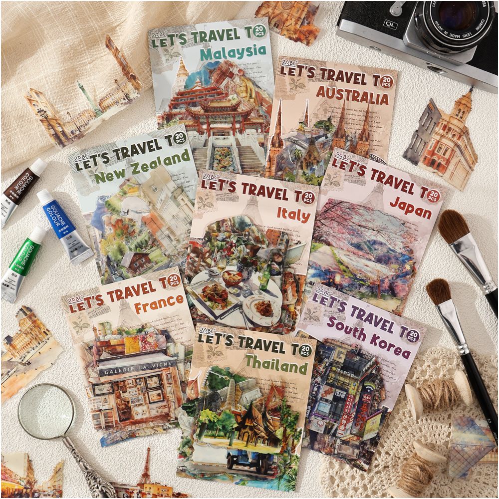 World Travel Serries PET Stickers 8 Styles 20 Pcs image 0