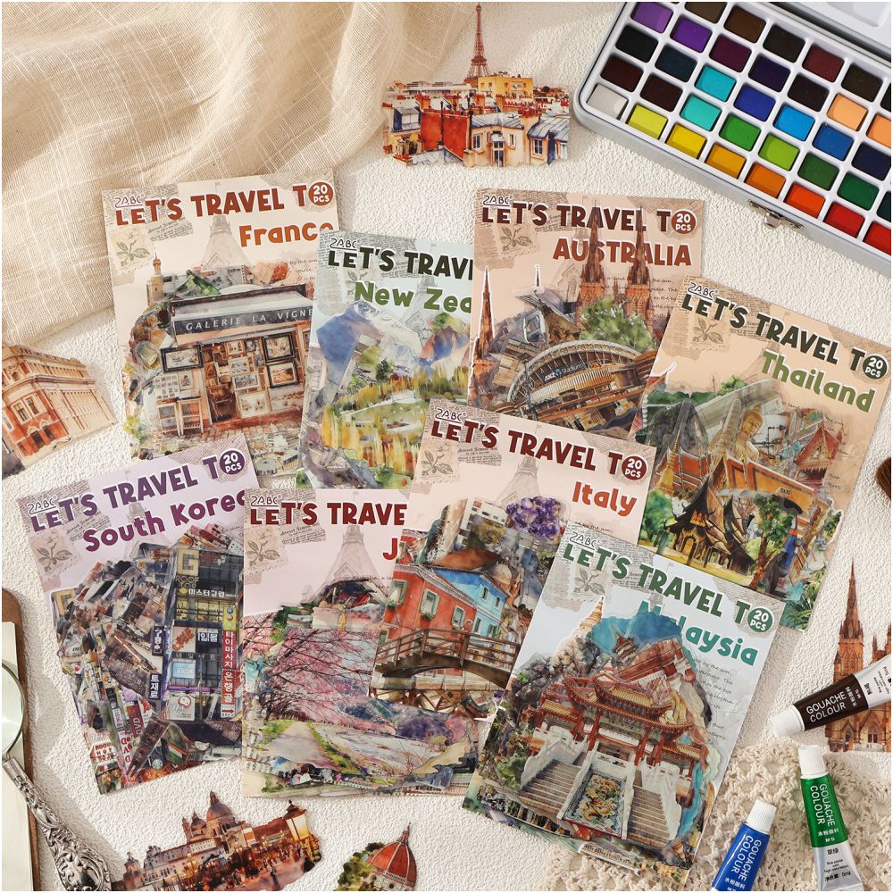 World Travel Serries PET Stickers 8 Styles 20 Pcs image 1
