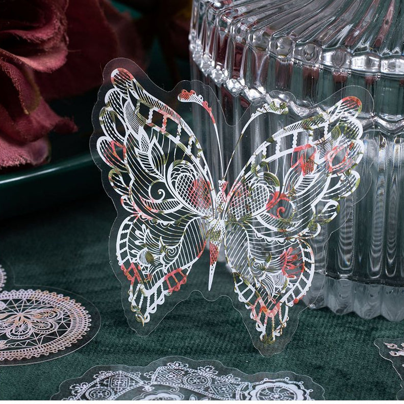 Floral Lace Series PET Stickers 6 Designs 30 Pcs image 1