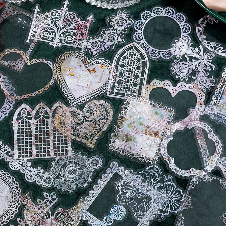 Floral Lace Series PET Stickers 6 Designs 30 Pcs image 2