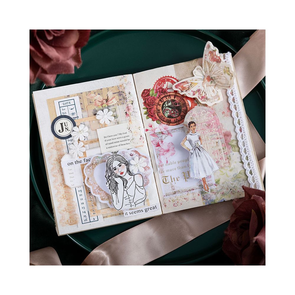 Floral Lace Series PET Stickers 6 Designs 30 Pcs image 3
