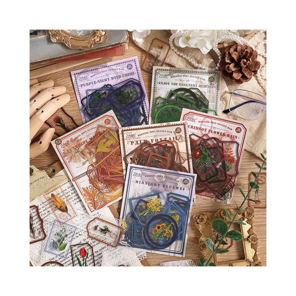 Vintage Floral PET Stickers 6 variants image 0