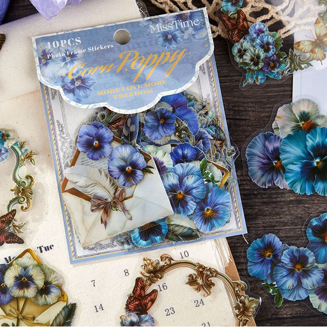 Vintage Floral Border Decorative PET Stickers 6 Designs 20 Pcs image 3