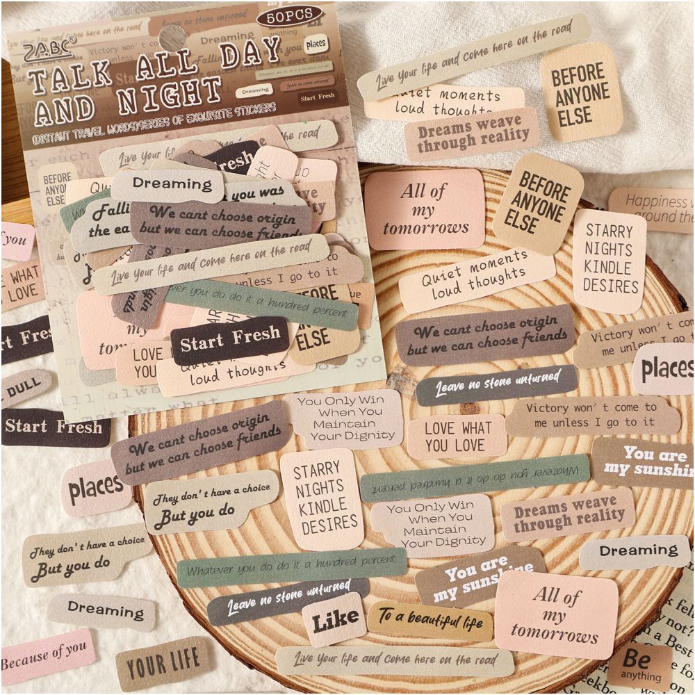 Vintage English Phrases Series paper Stickers 50 psc 6 Designs image 2