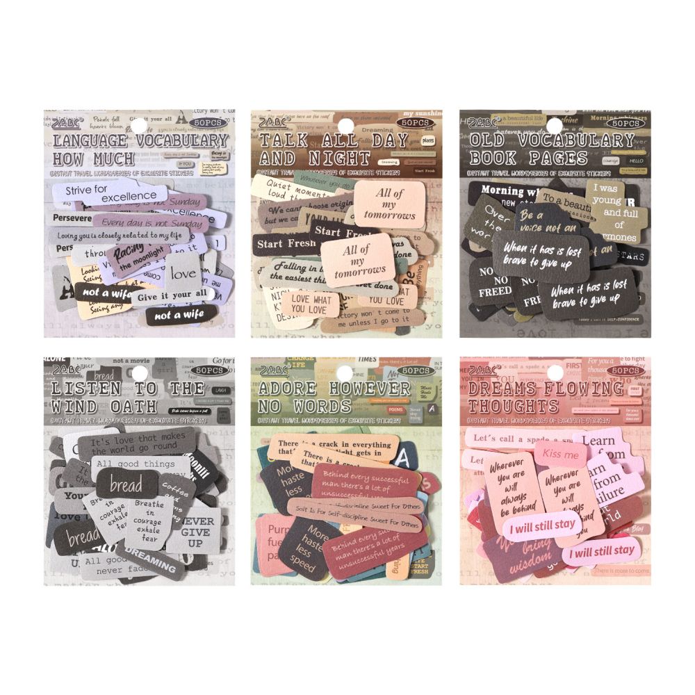 Vintage English Phrases Series paper Stickers 50 psc 6 Designs image 4