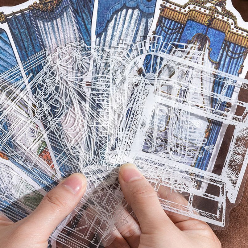 Lace Window Series Vintage PET Paper Stickers 6 Designs 10 Sheets image 0