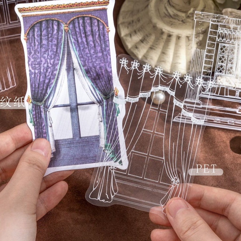 Lace Window Series Vintage PET Paper Stickers 6 Designs 10 Sheets image 2