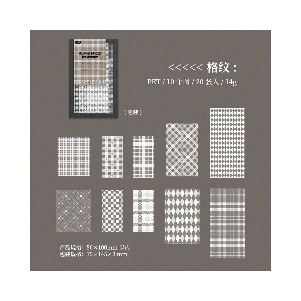Minimalist basic pattern material PET stickers 6 variants