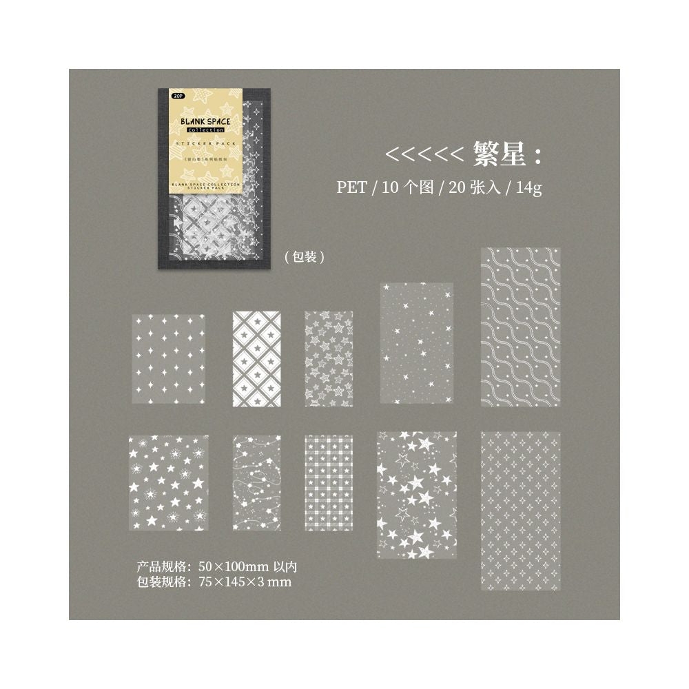 Minimalist basic pattern material PET stickers 6 variants
