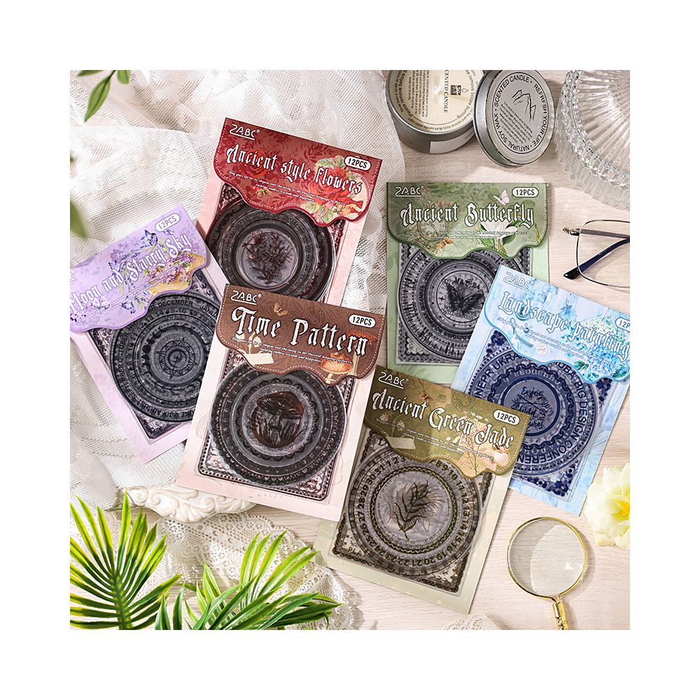 Floral wreath PET stickers 6 Styles 12 Pcs image 0