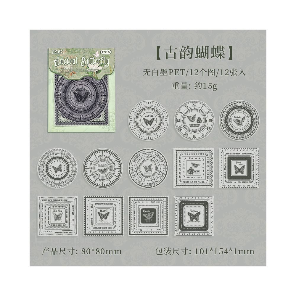 Floral wreath PET stickers 6 Styles 12 Pcs