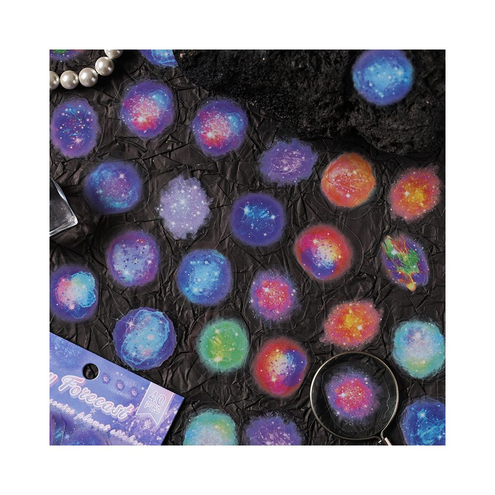 Starry Night Moon PET Sticker Pack 4 Styles 40 Pcs image 3