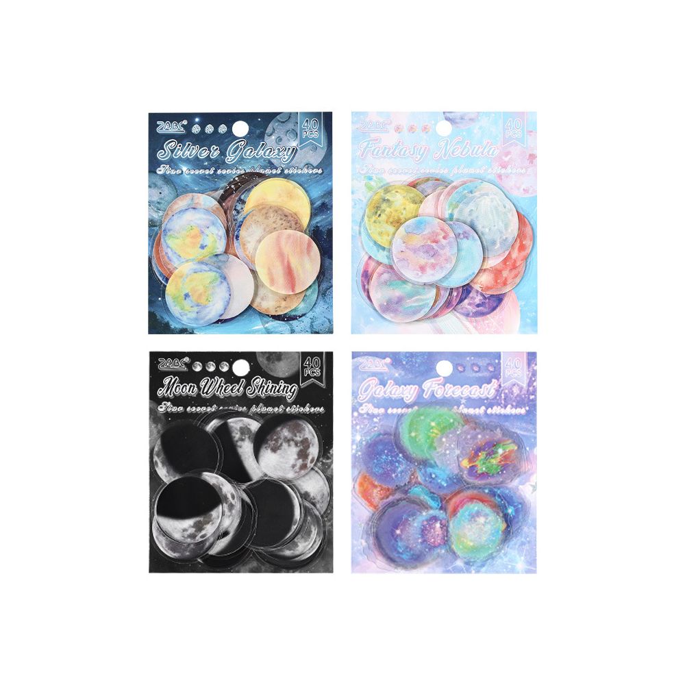 Starry Night Moon PET Sticker Pack 4 Styles 40 Pcs image 4
