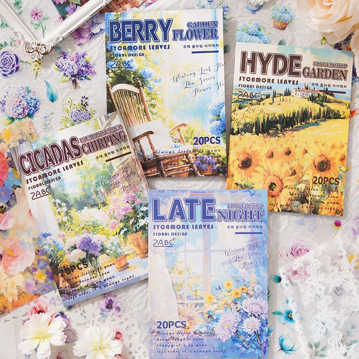 Leaf flower sticker book 4 Styles 20 Sheets image 0