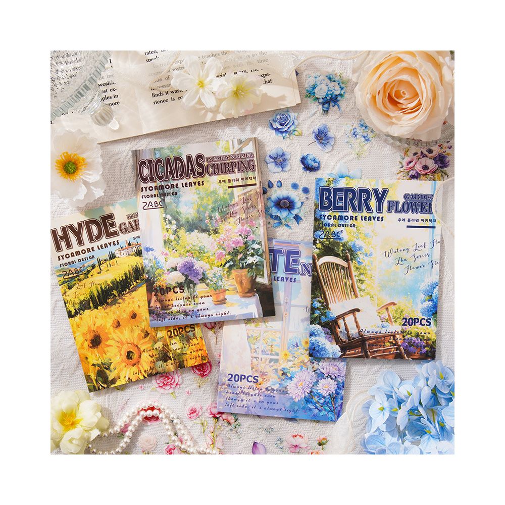 Leaf flower sticker book 4 Styles 20 Sheets image 1
