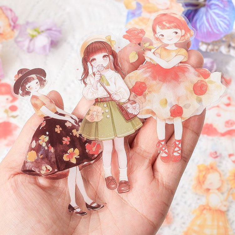 Elegant and serene cute character PET stickers 6 Styles 12 Pcs image 3