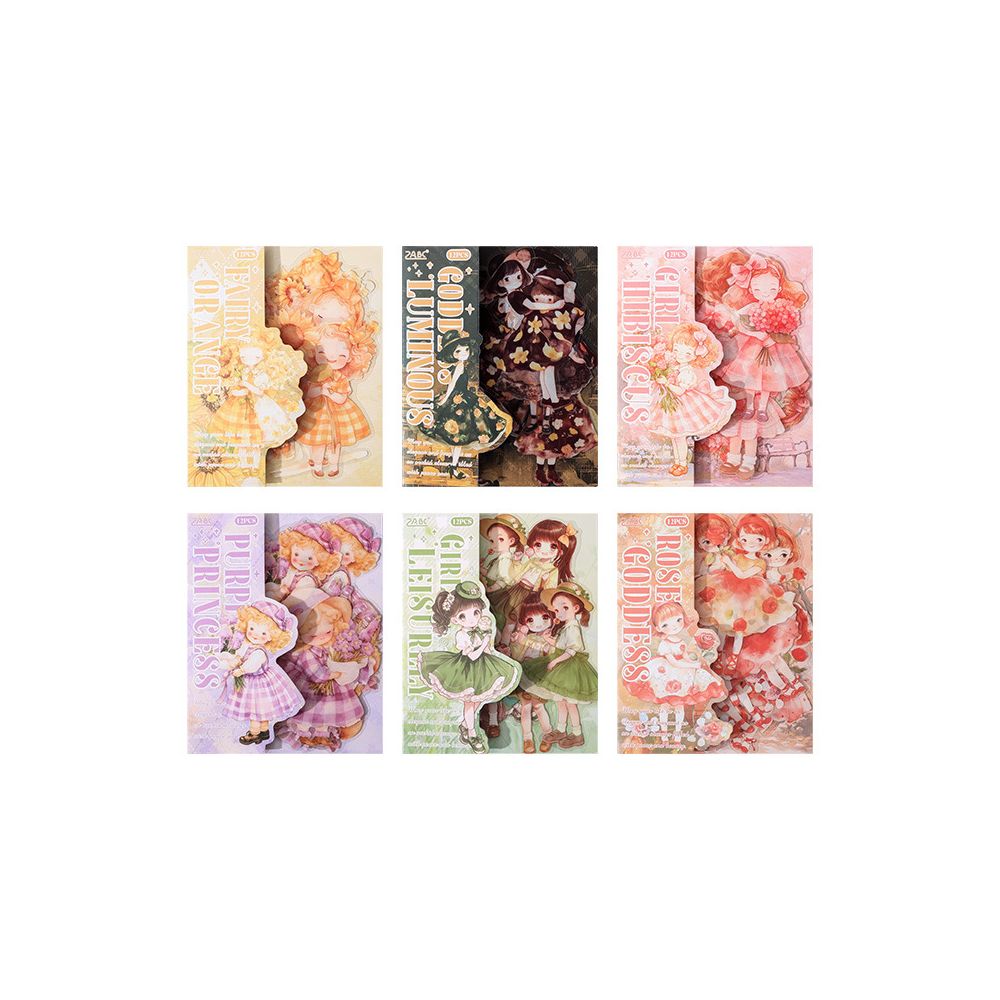 Elegant and serene cute character PET stickers 6 Styles 12 Pcs image 4