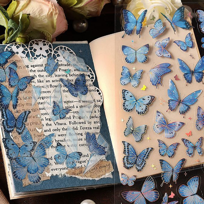 Silver Butterfly Series PET Stickers 4 Designs 2 Sheets image 2