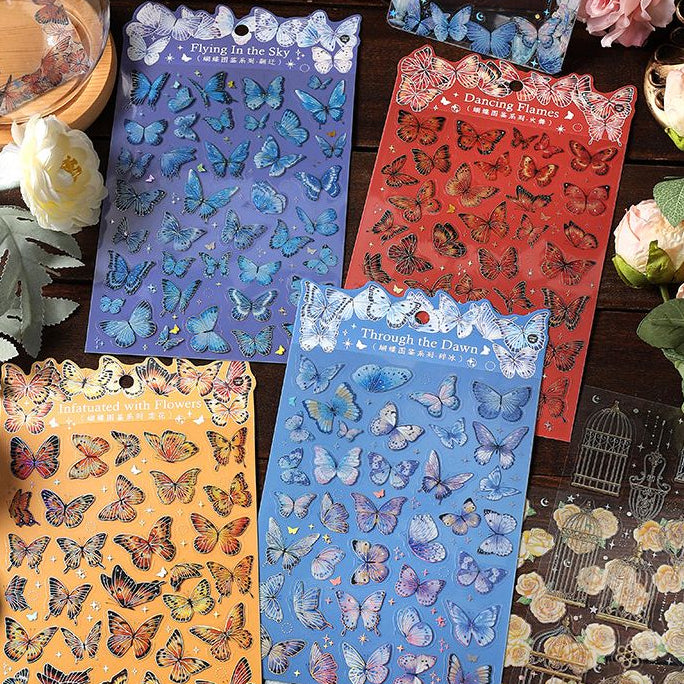 Silver Butterfly Series PET Stickers 4 Designs 2 Sheets image 3