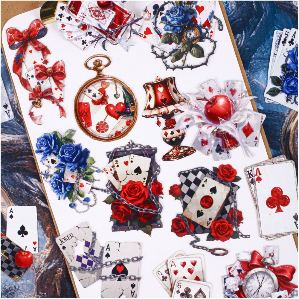 Playing Card Series Floral Theme Paper Stickers 6 Styles image 1