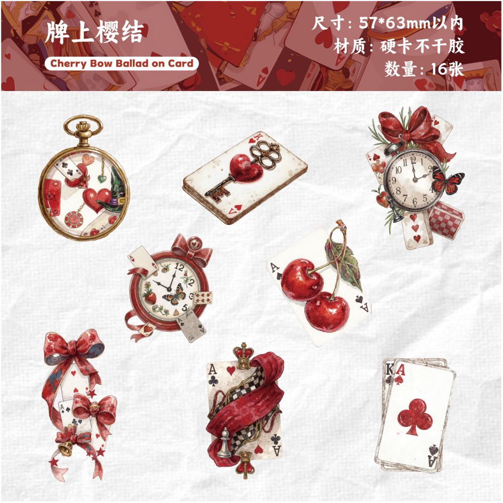 Playing Card Series Floral Theme Paper Stickers 6 Styles
