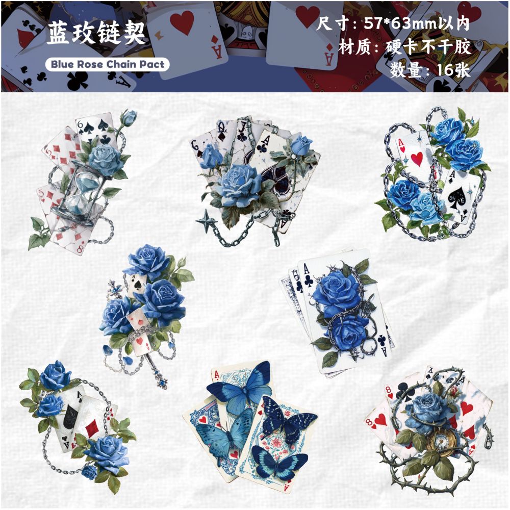 Playing Card Series Floral Theme Paper Stickers 6 Styles