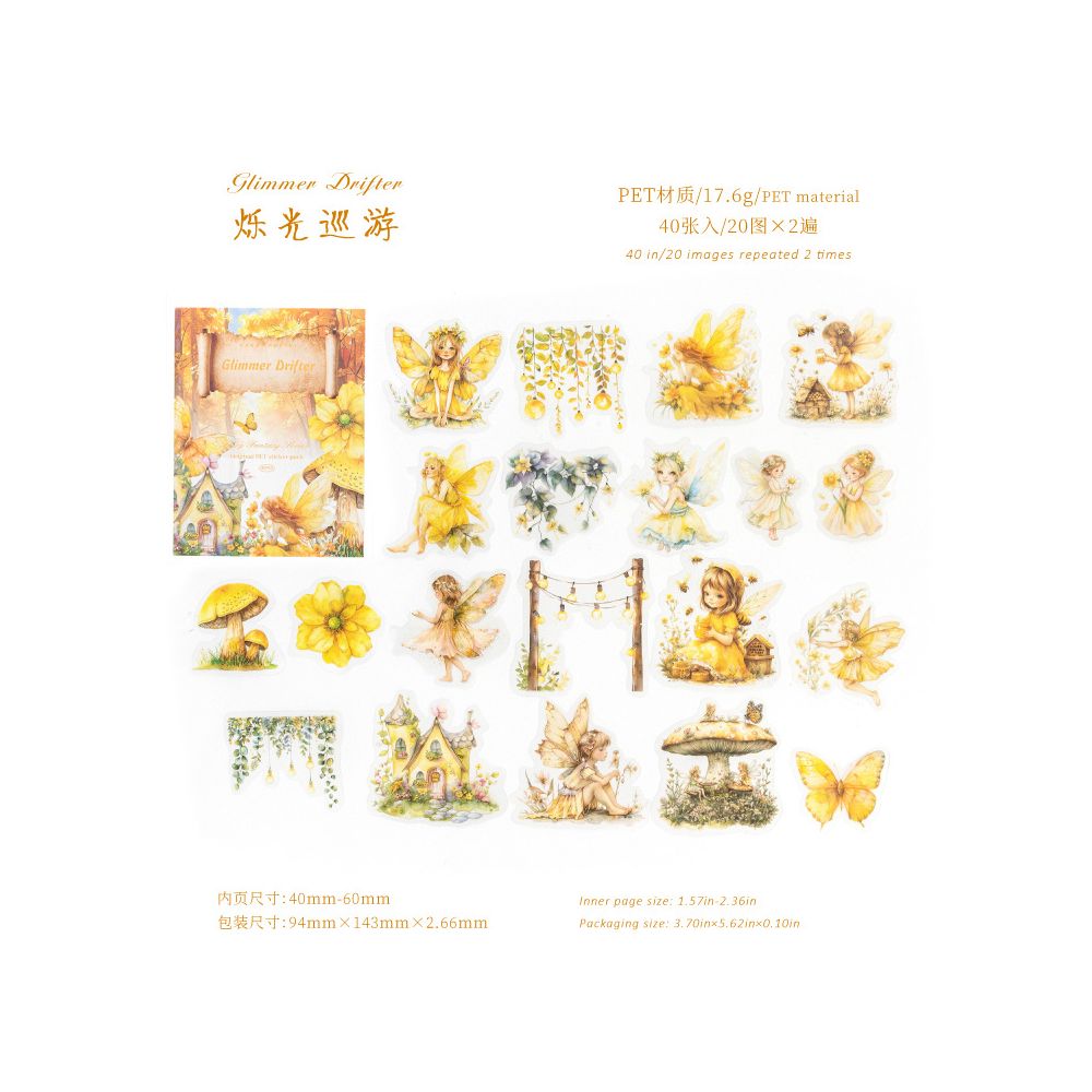 Fairy Fantasy PET Stickers 20psc 6 variants