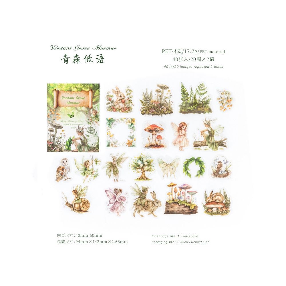 Fairy Fantasy PET Stickers 20psc 6 variants