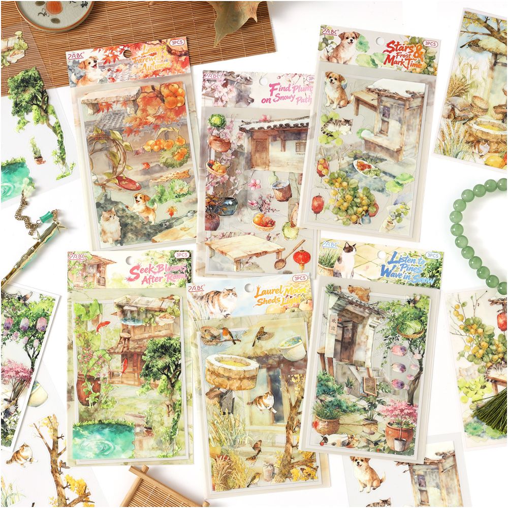 Twenty Four Seasons Series PET Stickers 3 sheets 12 designs image 0