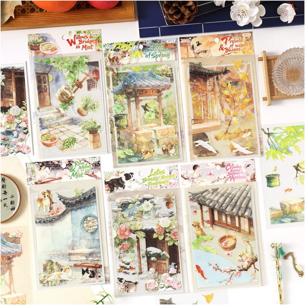 Twenty Four Seasons Series PET Stickers 3 sheets 12 designs image 1