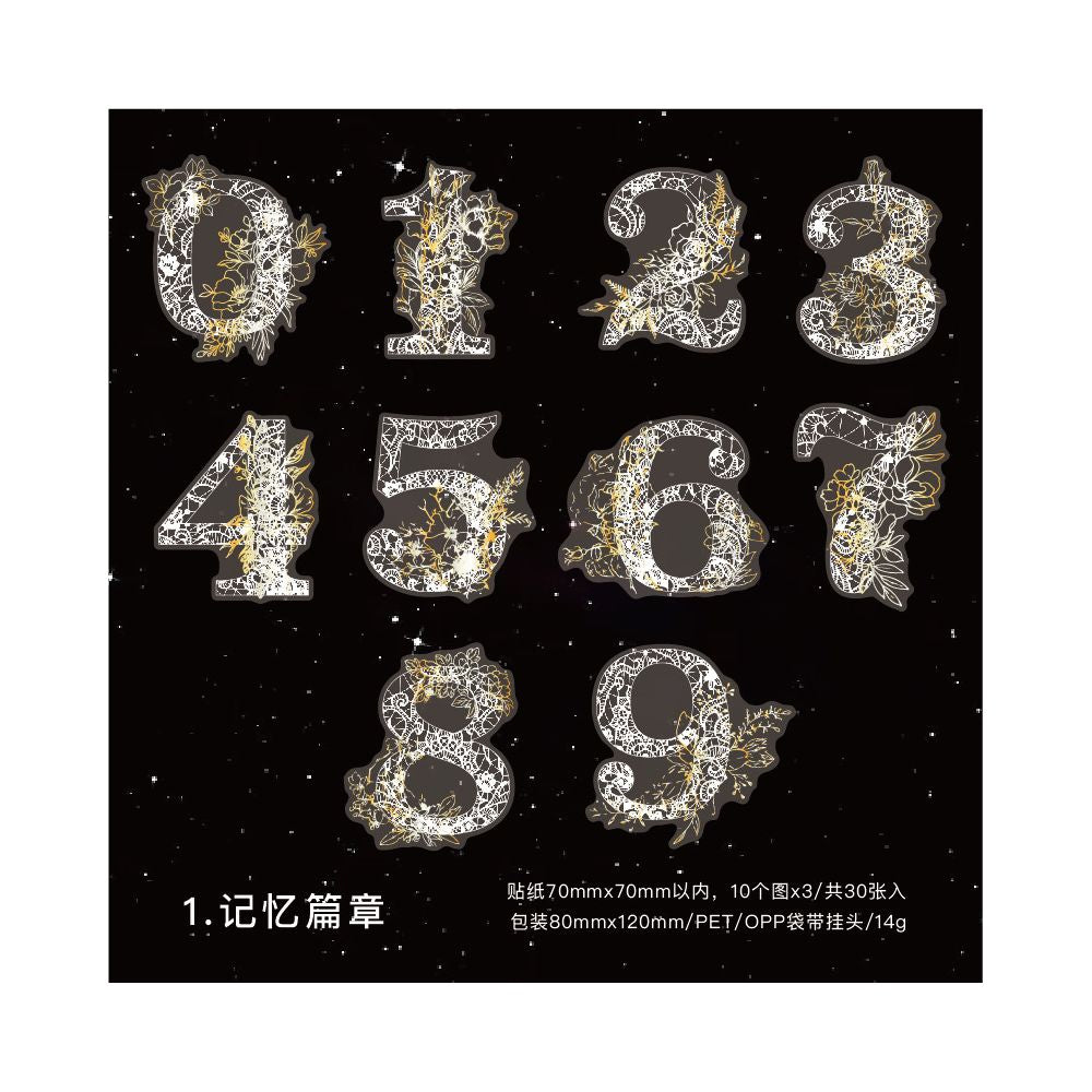 Lace Dream Series PET Stickers 10psc 6 Designs