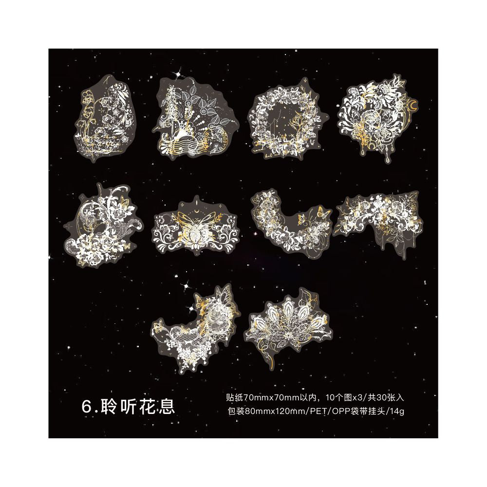 Lace Dream Series PET Stickers 10psc 6 Designs