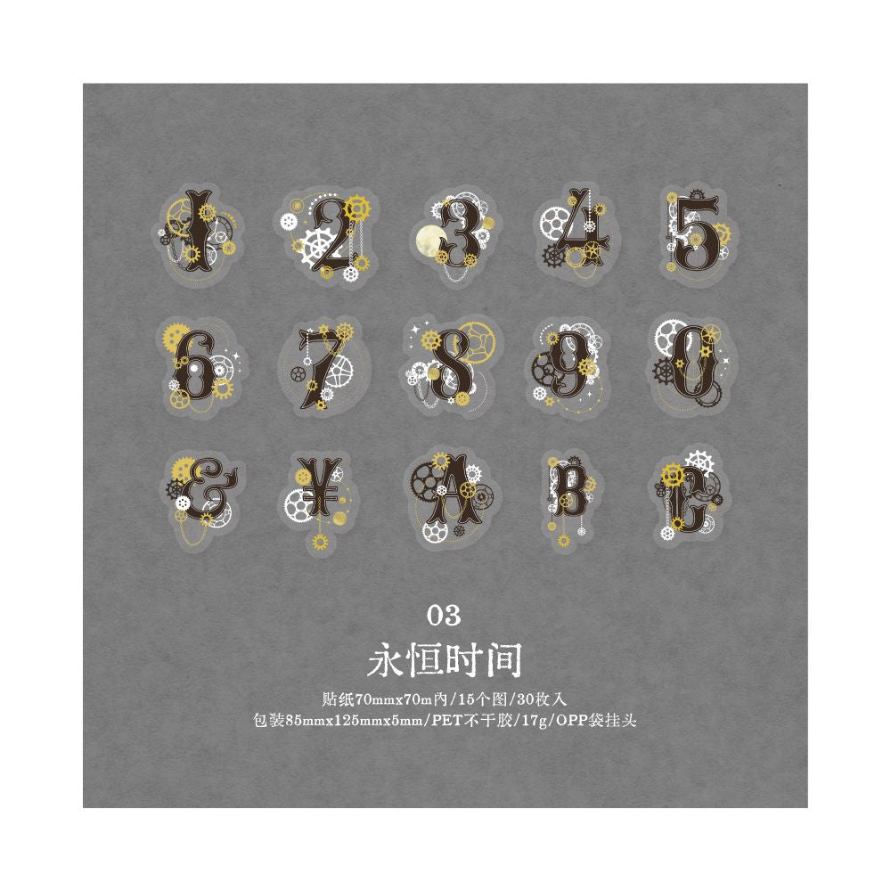Time and Eternity Series PET stickers 15psc 6 variants