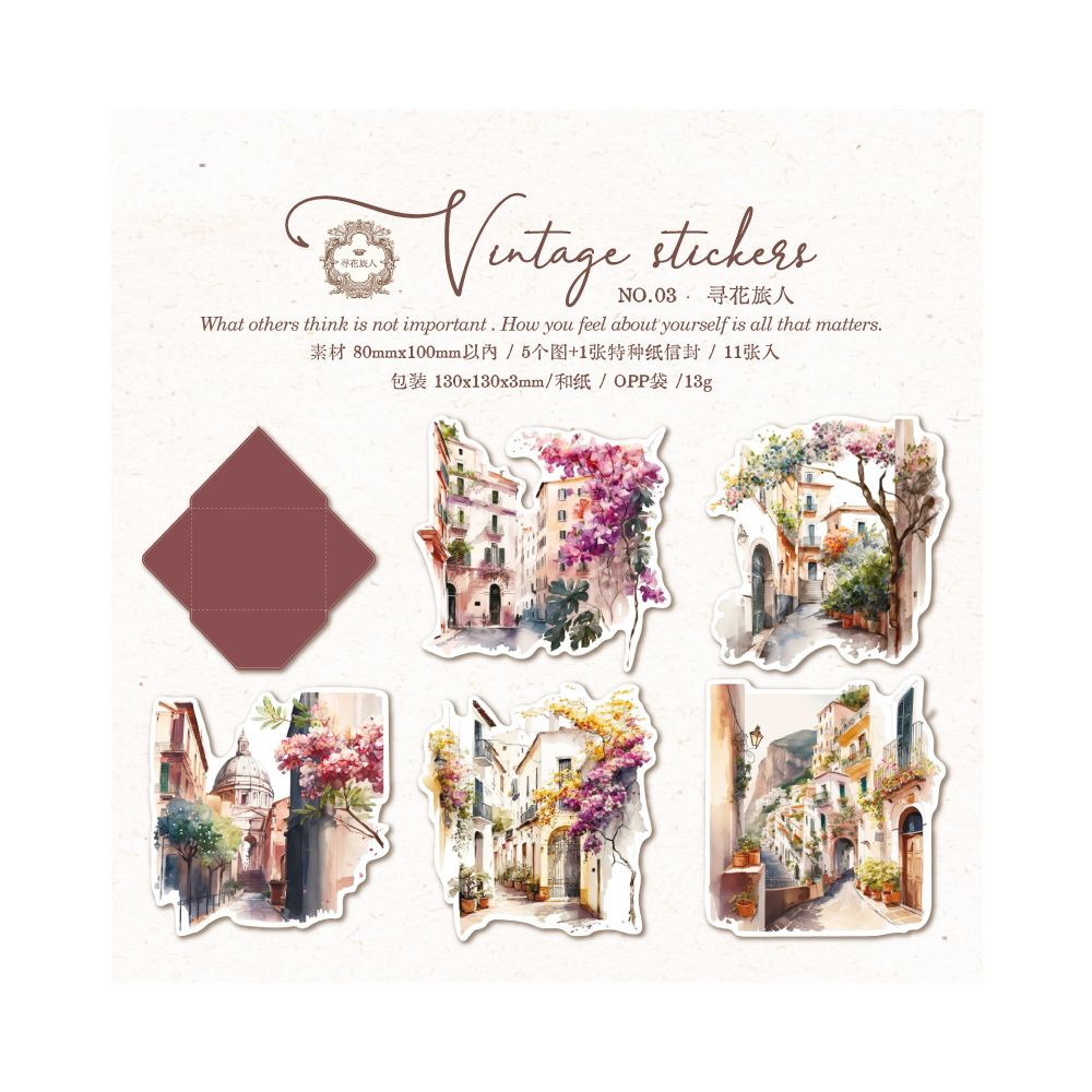 Retro Land Series Paper Stickers 6 Designs