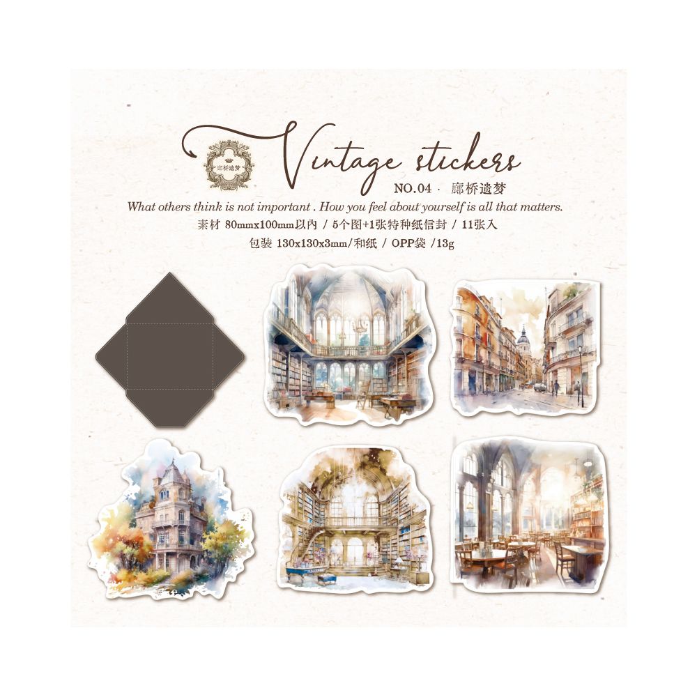 Retro Land Series Paper Stickers 6 Designs