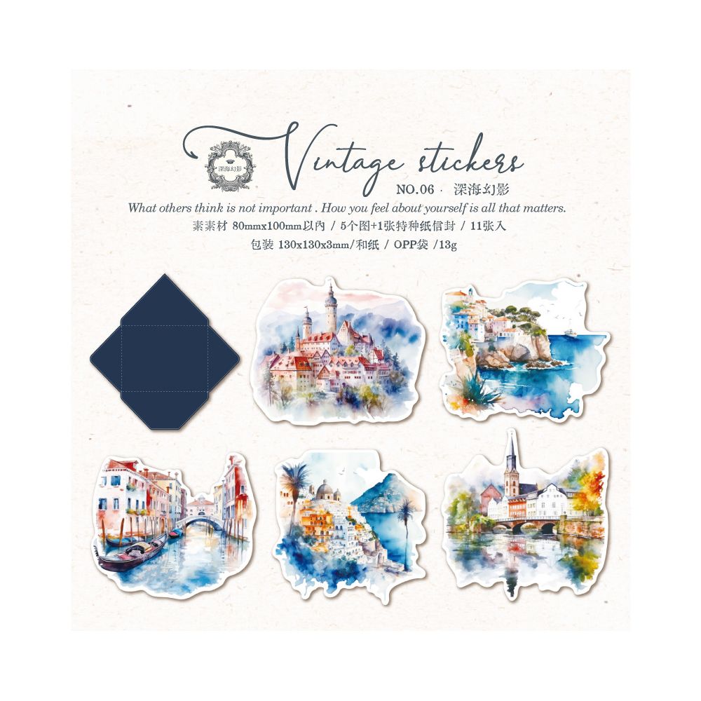 Retro Land Series Paper Stickers 6 Designs